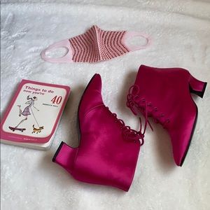 YVES SAINT LAURENT Pink Satin Boots Size 6